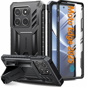 FNTCASE For Motorola Edge 2025 6.6 inch Phone Case: Military Grade Shockproof with Built-in Screen Protector and Kickstand Non Slip