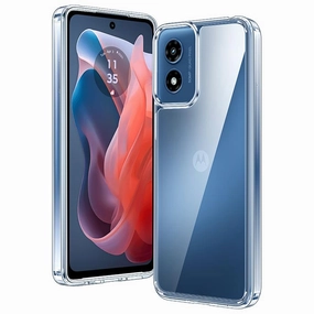 Protective Touch Portable Grip FNTCASE for Motorola Moto G Play 2024 6.5 inch Clear Case: Wireless Charging Anti Yellowing Shockproof Phone Case