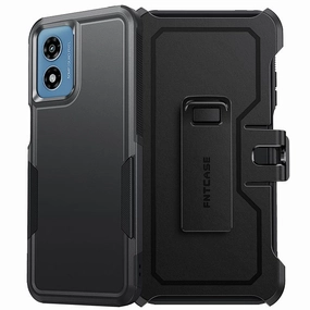 FNTCASE for Motorola Moto G Play 4G 2024 Case: Dual Layer Military Grade Drop Protection Phone Cover with Belt-Clip Holster | Rugged Durable Heavy Duty Shockproof Protective Bumper Tough Compact Shell Premium Texture