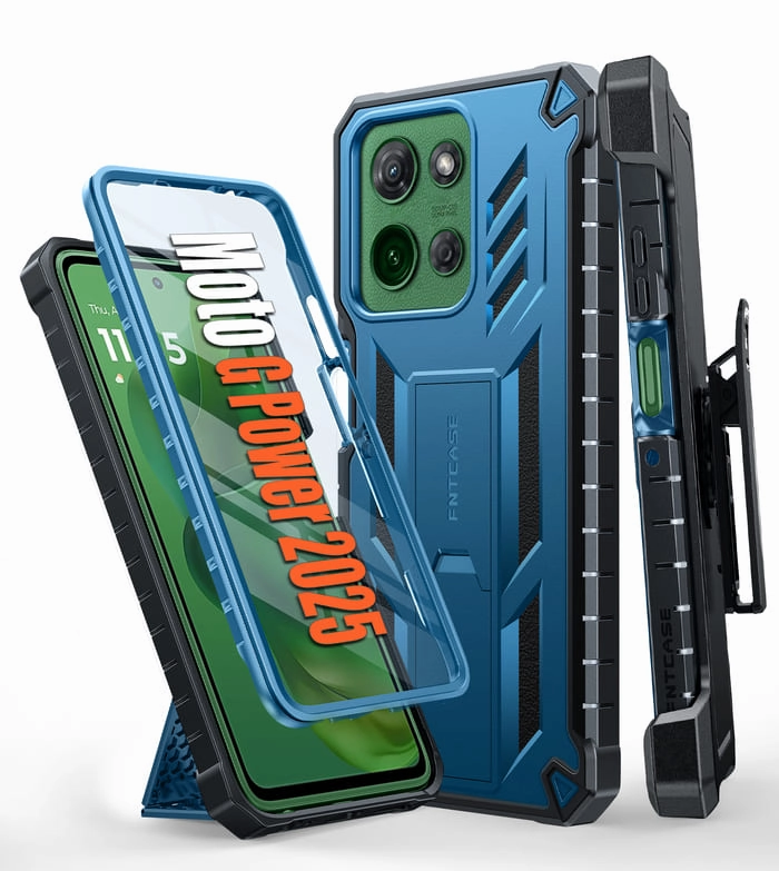 Gloss Texture FNTCASE Moto G Power 5G 2025 6.8 Inch Phone Case: Rugged Protective Phone Case with Belt Clip Holster and Kickstand