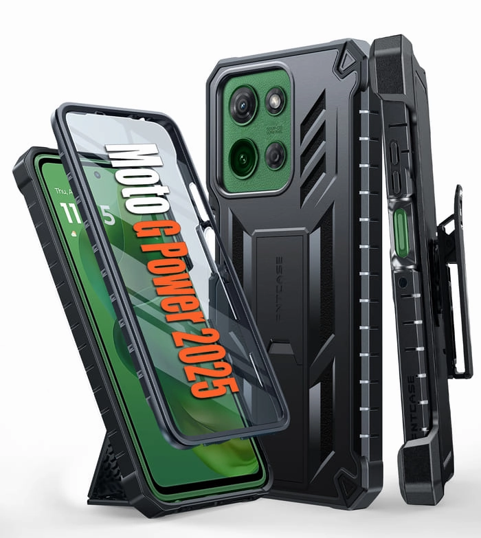 Protective Corner FNTCASE Moto G Power 5G 2025 6.8 Inch Phone Case: Rugged Protective Phone Case with Belt Clip Holster and Kickstand