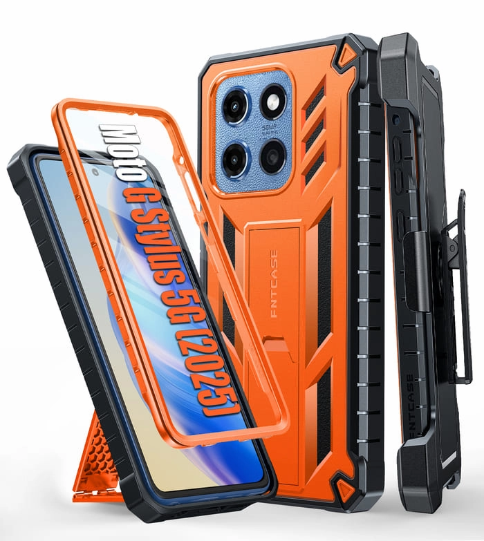FNTCASE Moto G Stylus 5G 2025 6.7 Inch Phone Case: Rugged Protective Phone Case with Belt Clip Holster and Kickstand Smooth Pattern Casual Design