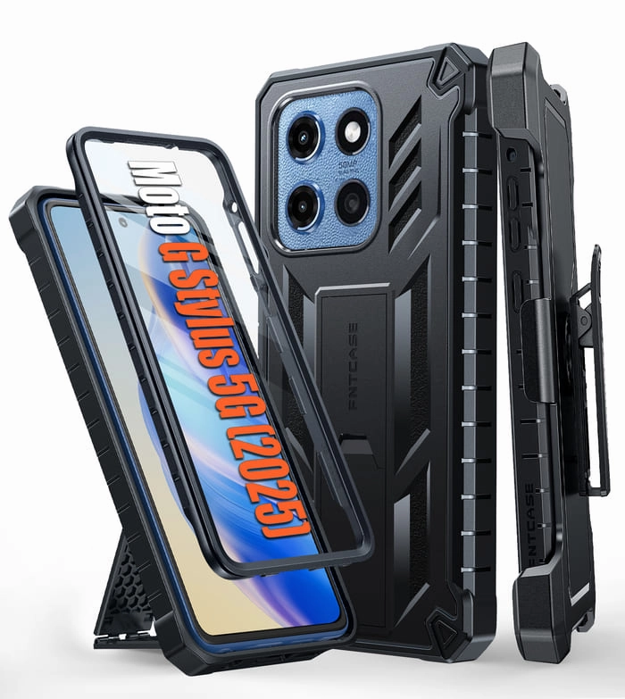 FNTCASE Moto G Stylus 5G 2025 6.7 Inch Phone Case: Rugged Protective Phone Case with Belt Clip Holster and Kickstand Soft Look Texture
