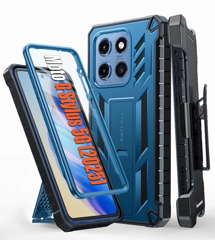 FNTCASE Moto G Stylus 5G 2025 6.7 Inch Phone Case: Rugged Protective Phone Case with Belt Clip Holster and Kickstand Protective Look Shock Frame