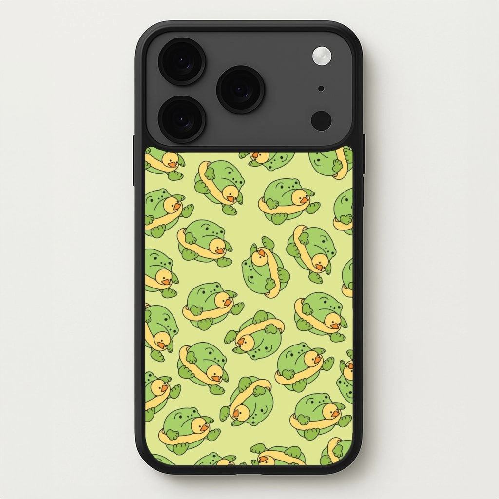 Frog Pattern - Plushy Phone Case Clear View Protective Edge Layer