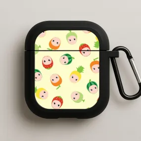 Fruit Angels Pattern AirPods Case soft pastel silicone protector portable clip case
