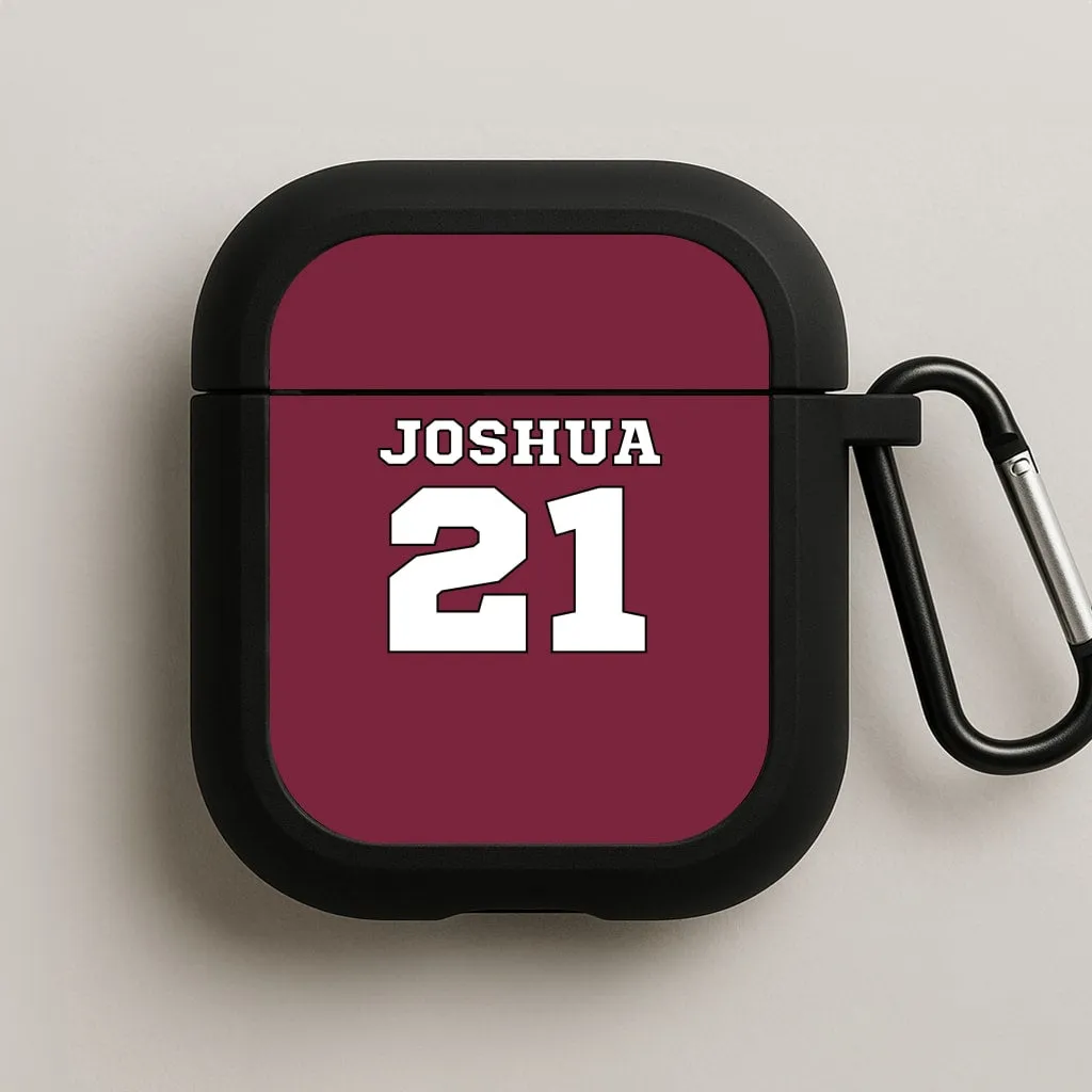 Burgundy - Personalised Football AirPods Case Sleek Modern Design