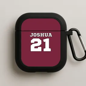 Burgundy - Personalised Football AirPods Case Sleek Modern Design