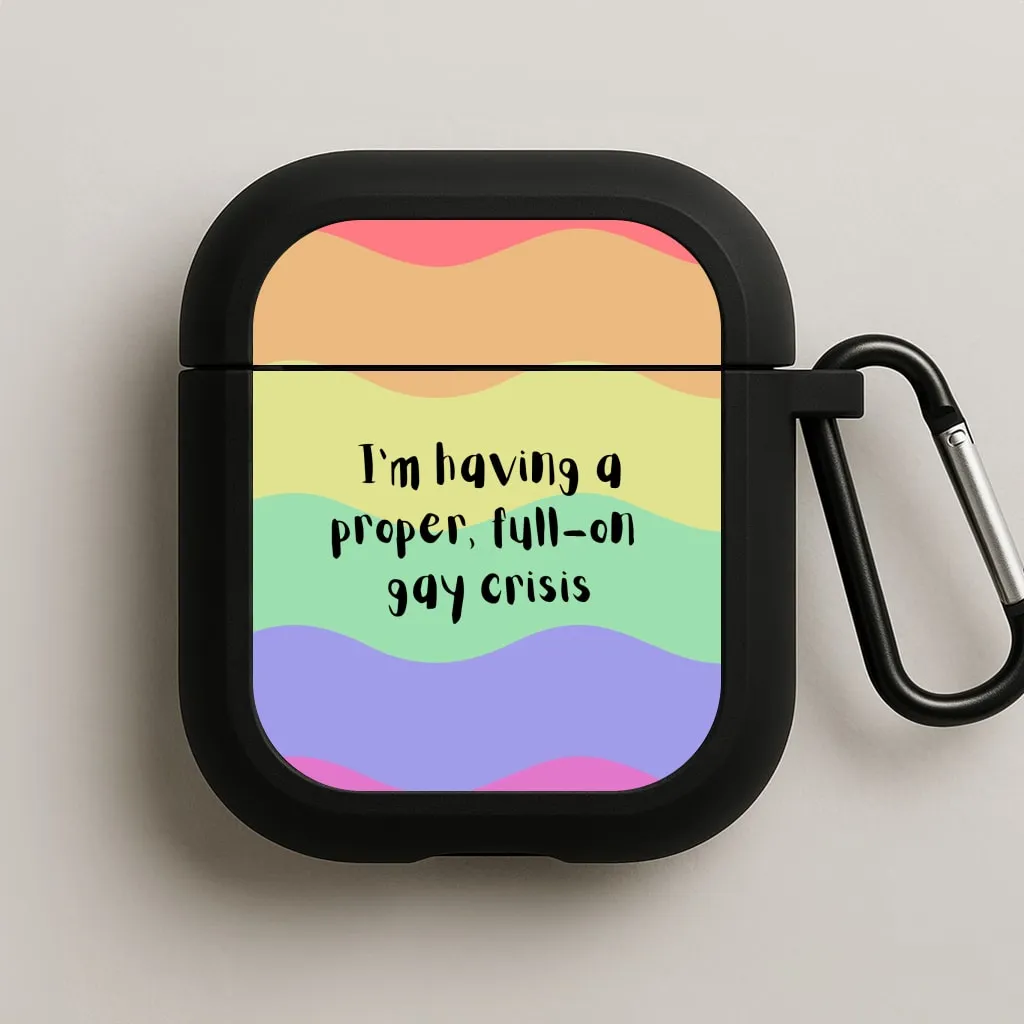 Wireless Device Accessory Vibrant Color Option Gay Crisis - Heart TV AirPods Case