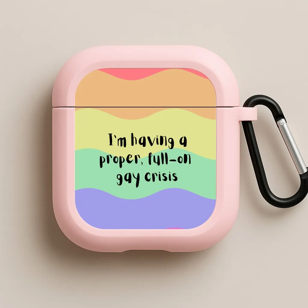 durable soft gradient commuter shell Gay Crisis - Heart TV AirPods Case