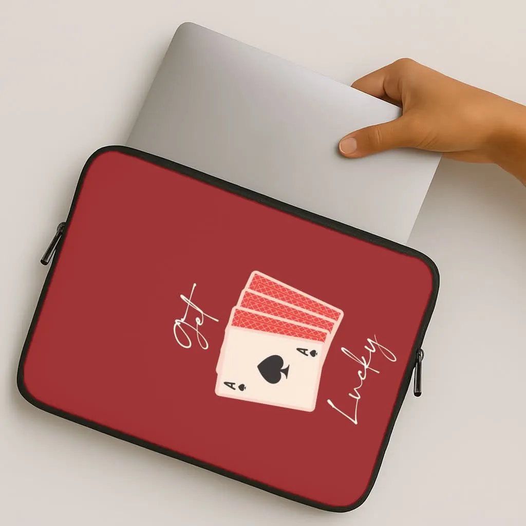 Luxury Coating Color Accent Get Lucky Set Of Cards Laptop Sleeve
