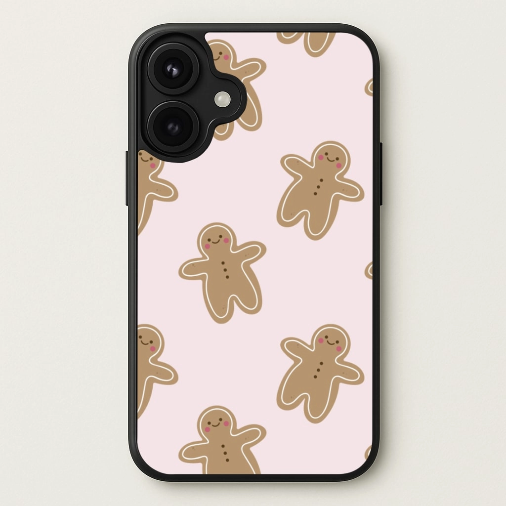 Vivid Gradient Grip Texture Gingerbread Men Christmas Pattern Phone Case