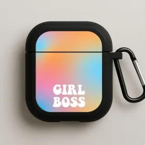 Girl Boss - Aesthetic Quote AirPods Case Trendy Rubber Holder soft pastel ergonomic leather airpods shell