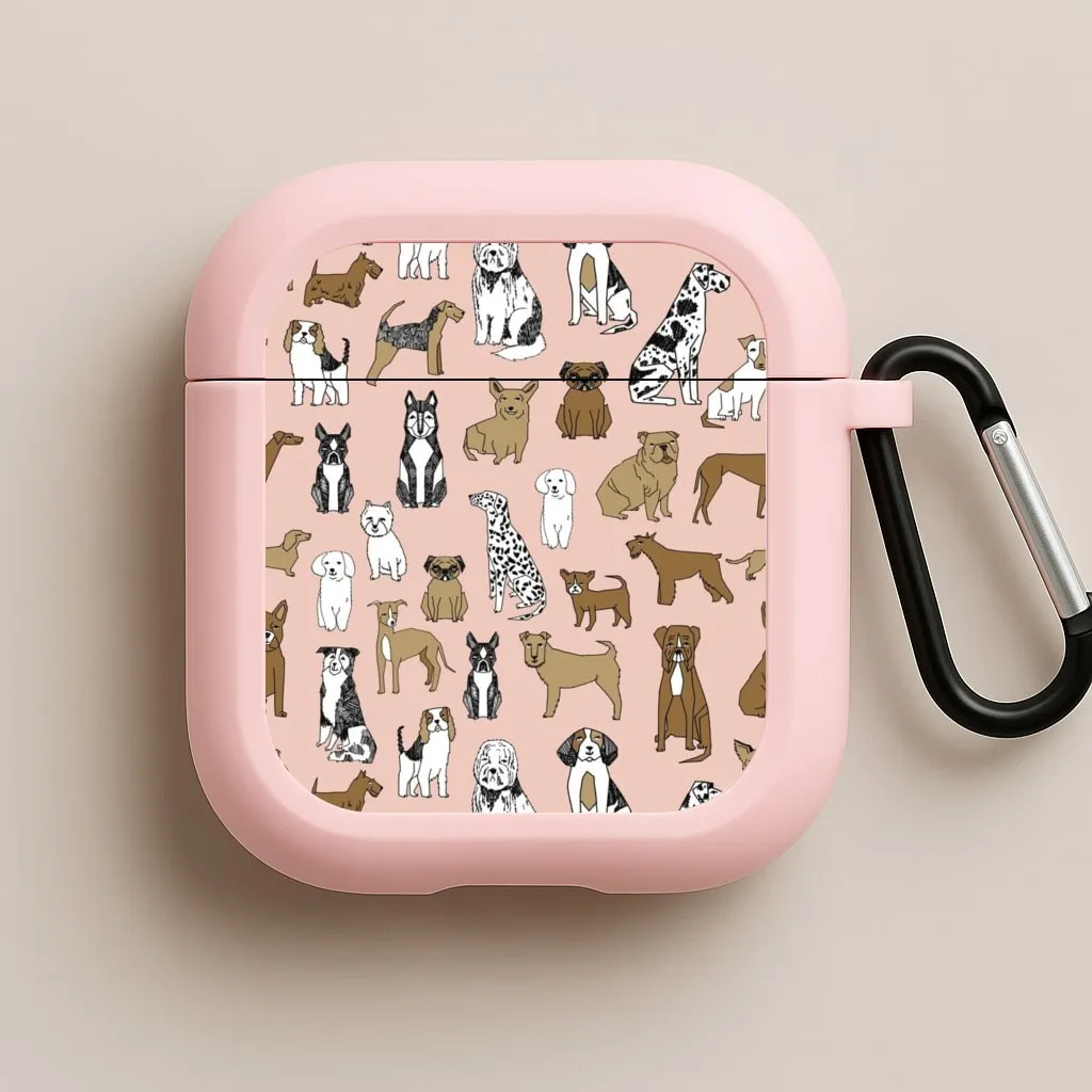 stylish modern design sleek minimal silicone case Dog Breeds - Animal Pattern AirPods Case