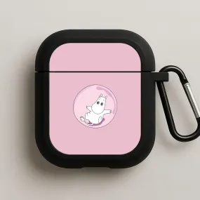 Moomin In A Pink Bubble  AirPods Case compact handmade soft pastel gradient leather case lightweight neon commuter airpods protector