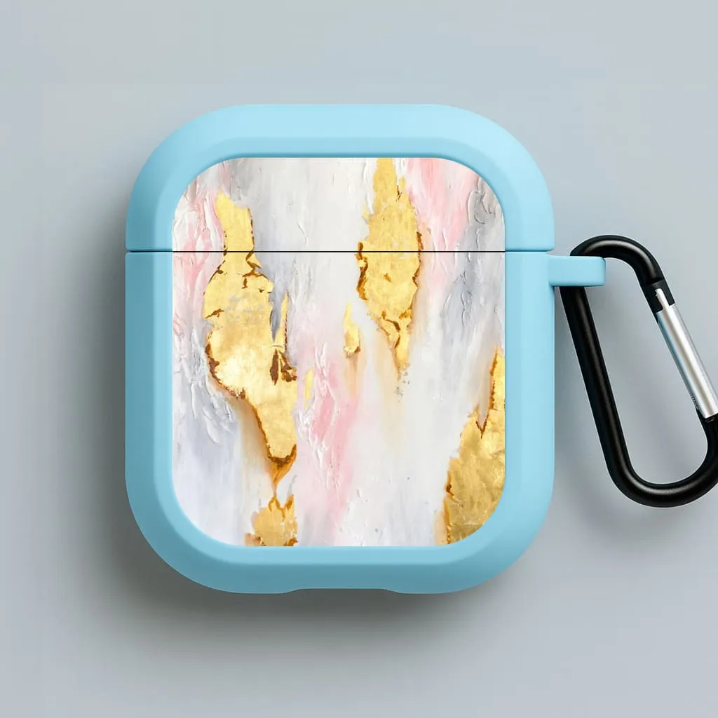 Trendy Smooth Finish Gold Flaked Marble Pattern AirPods Case