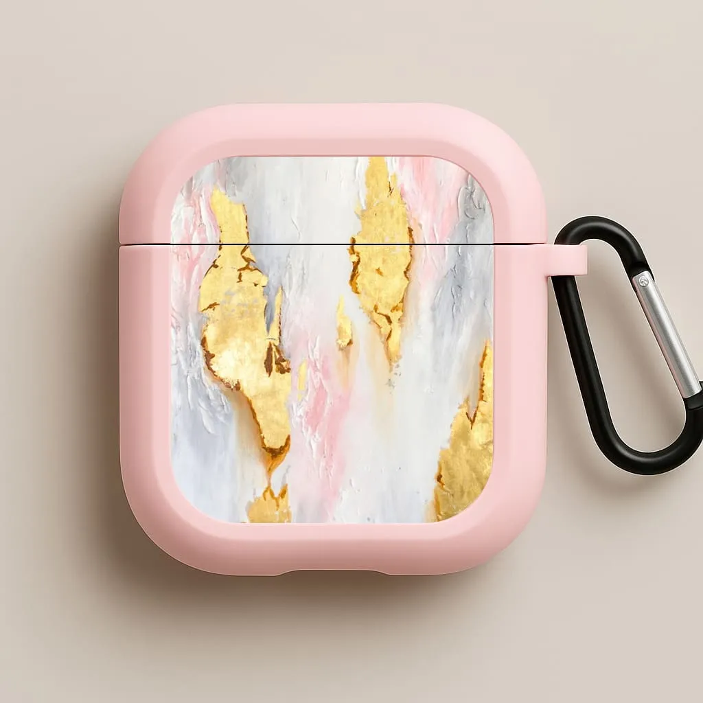 Gold Flaked Marble Pattern AirPods Case minimalist sporty leather airpods protector