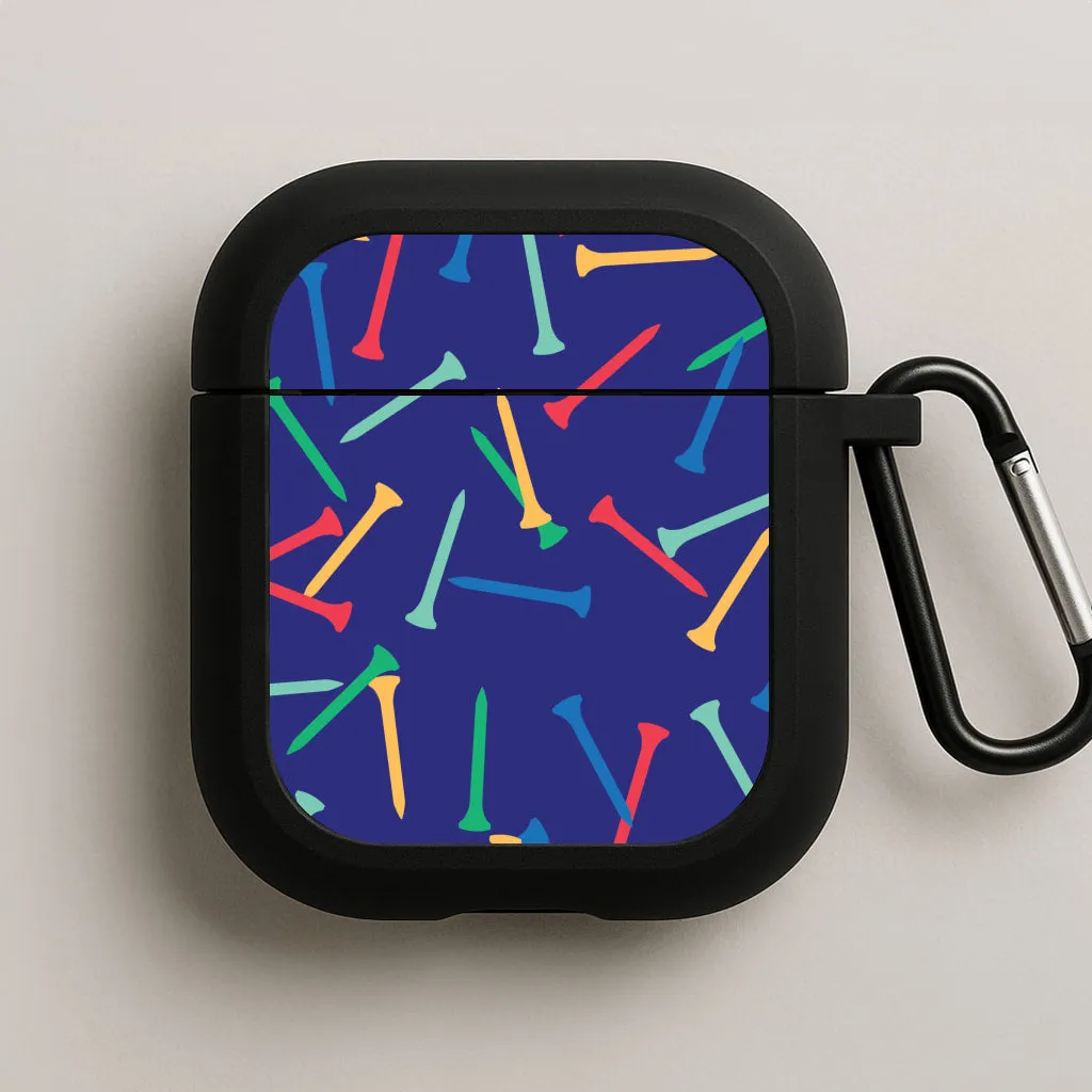 lightweight neon gradient leather airpods protector Minimalist Tech Pouch Golf Tees Pattern AirPods Case