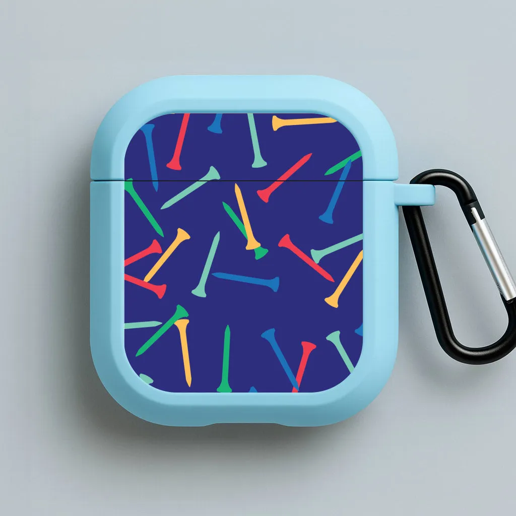 soft pastel silicone airpods cover compact leather airpods cover Golf Tees Pattern AirPods Case