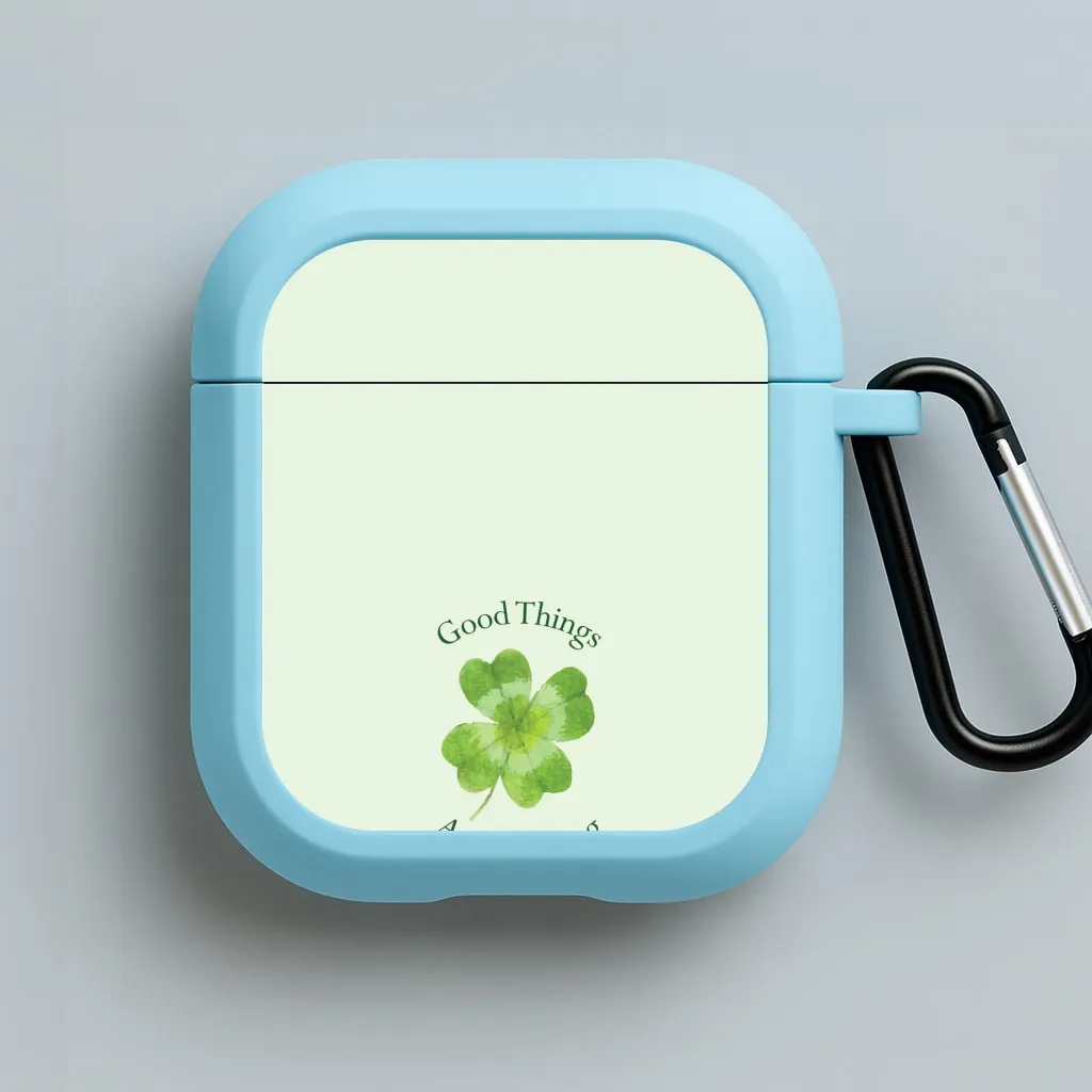 Soft Daily Holder shock resistant ergonomic airpods case Good Things Are Coming Clover AirPods Case