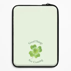 Good Things Are Coming Clover Laptop Sleeve Stylish Finish Elegant Texture