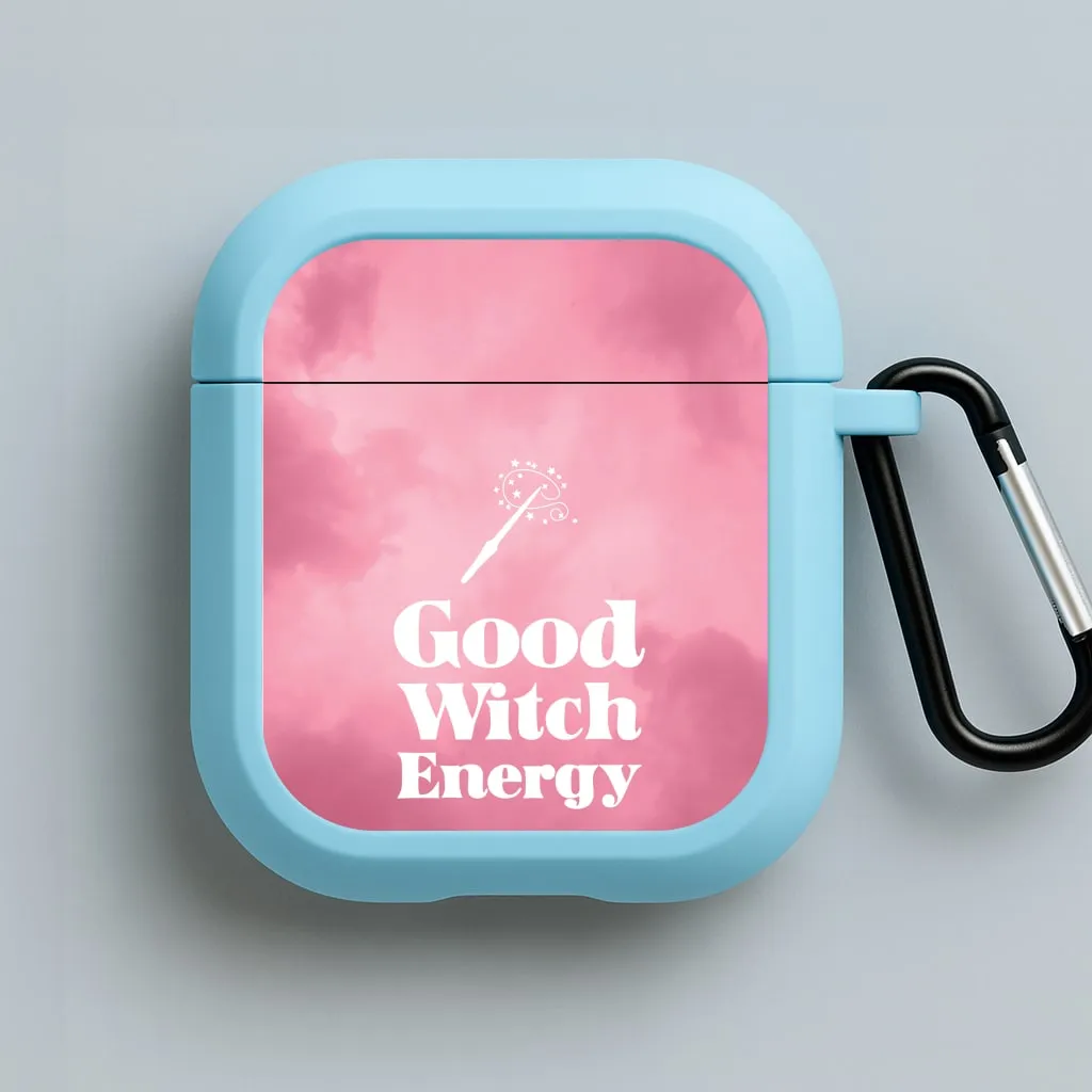 lightweight ergonomic silicone travel shell shock absorbing pocket protector Good Witch Energy AirPods Case