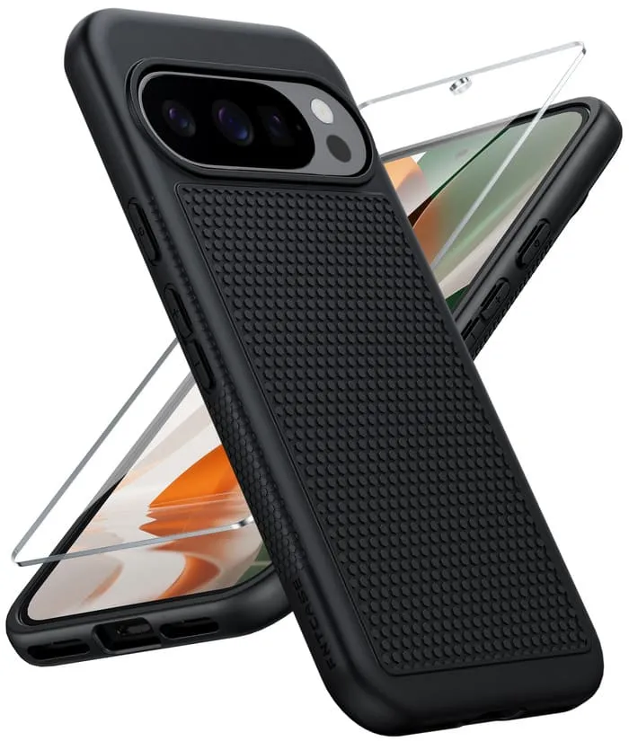 Google Pixel 10 Pro XL/ 9 Pro XL Dual Layer Shockproof Protective Phone Cover with Anti Slip Textured Back Cell Case Modern Accent Polished Look