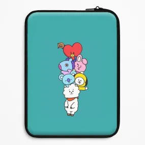 Green BT21 - RJ, Mang, Koya, Chimmy, Cooky, Shooky, Tata - K Pop Laptop Sleeve Smooth Surface Layer
