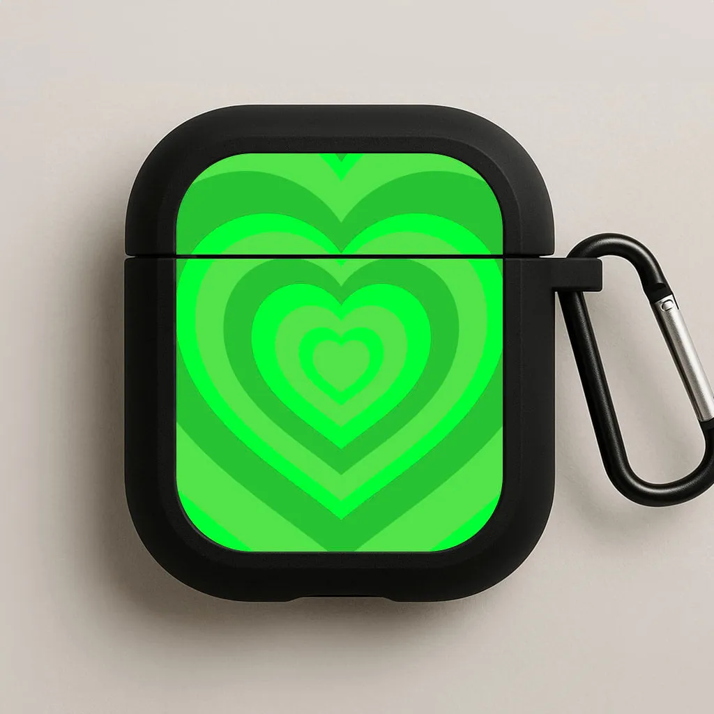 Green - Colourful Hearts AirPods Case lightweight dustproof protector Wireless Audio Storage