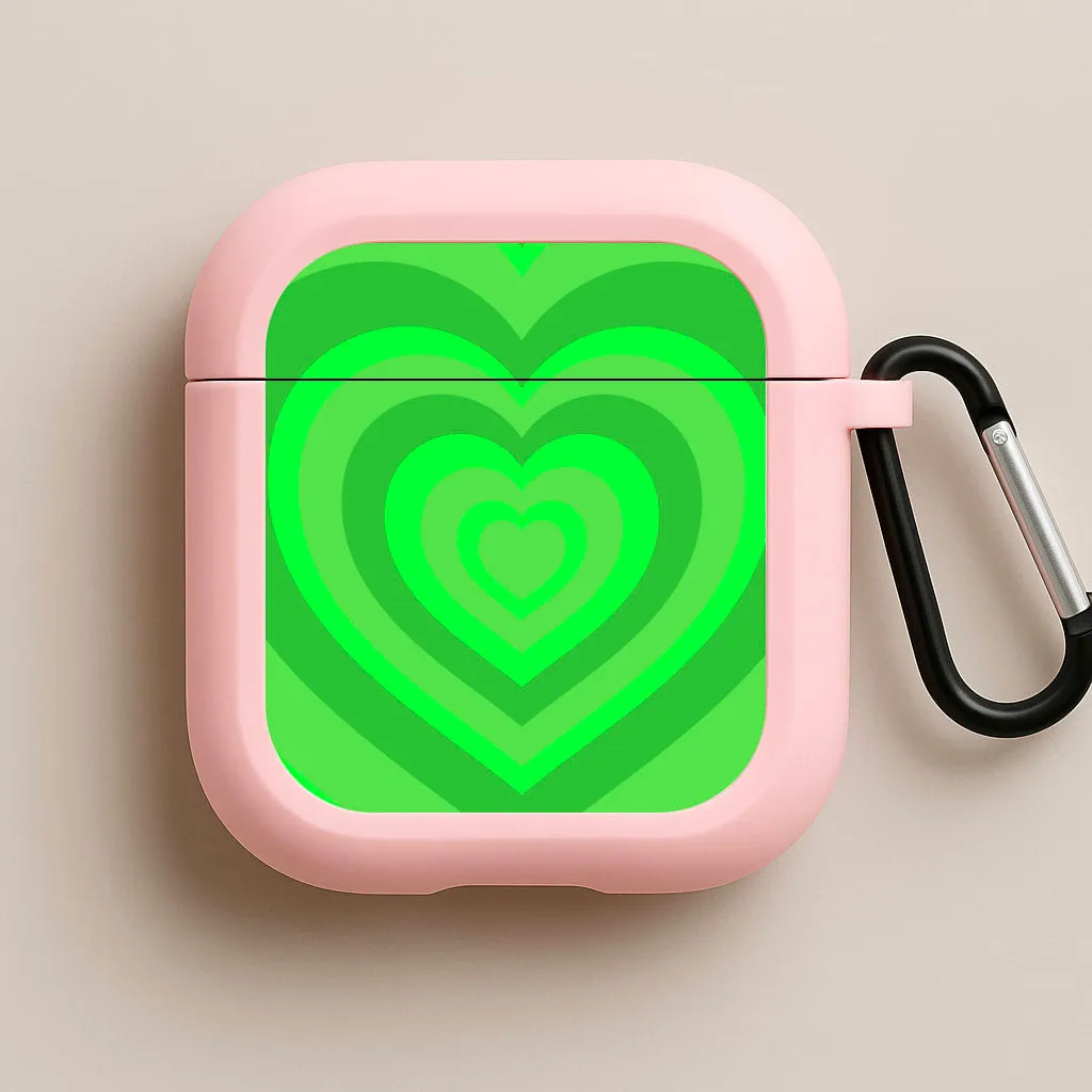 Green - Colourful Hearts AirPods Case Lightweight Rubber Case