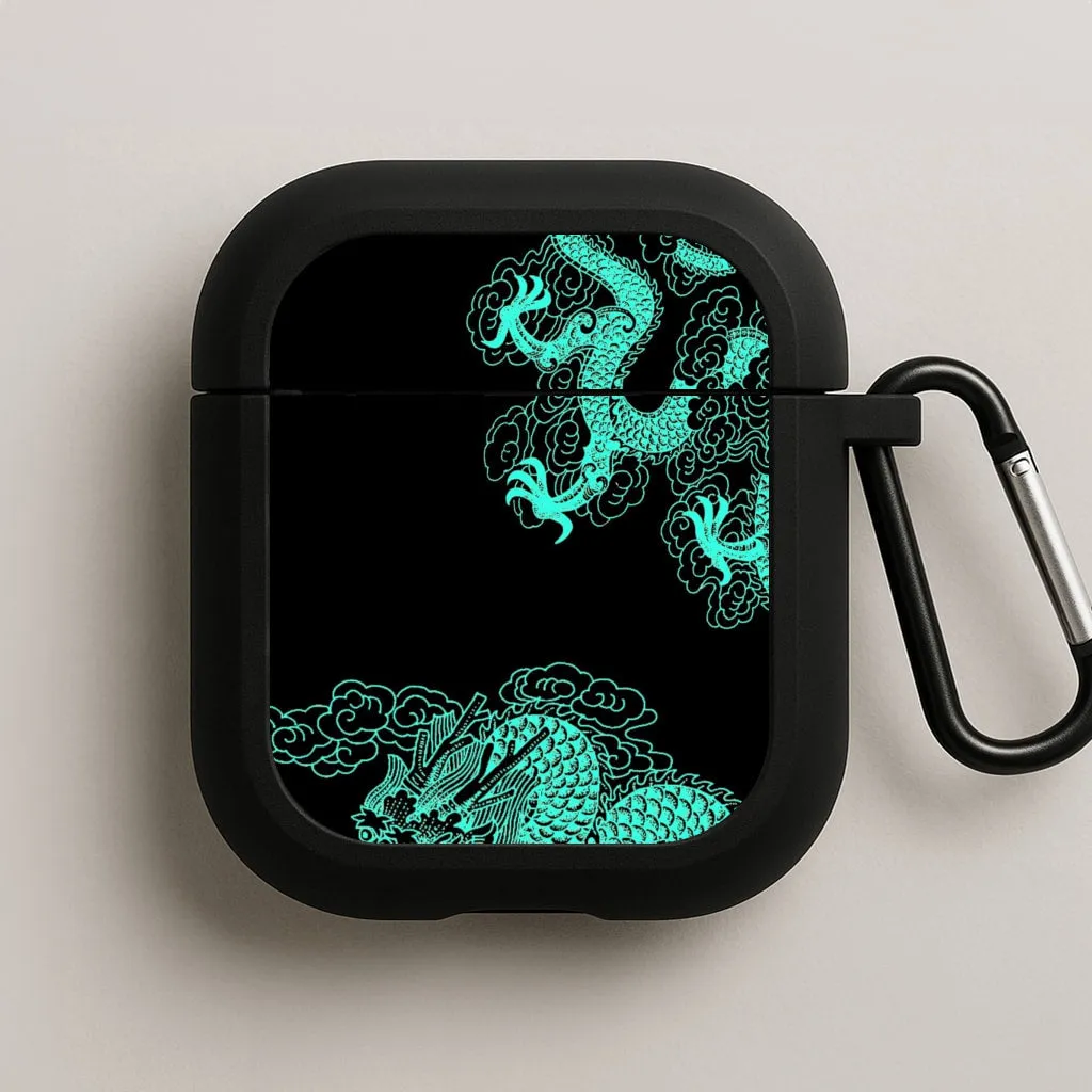 fashion ergonomic neon pocket handmade silicone airpods case Green Dragon AirPods Case