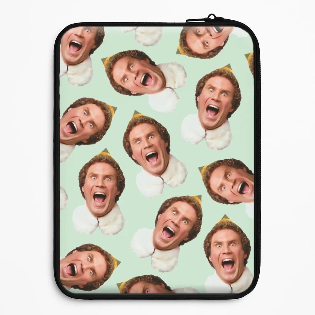 Green Elf Face - Christmas Laptop Sleeve Minimal Texture Layer Drop Defense