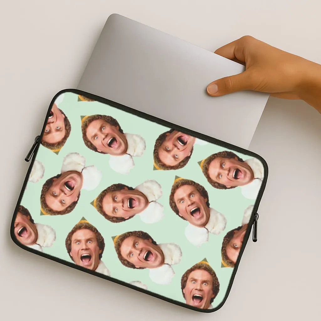 Green Elf Face - Christmas Laptop Sleeve Strong protection