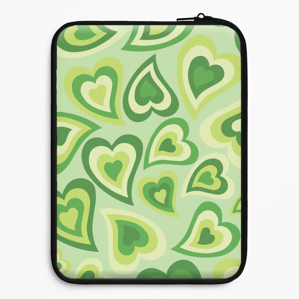 Sleek Grip Green Hearts - Trippy Patterns Laptop Sleeve