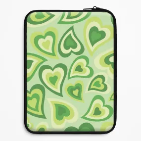 Sleek Grip Green Hearts - Trippy Patterns Laptop Sleeve