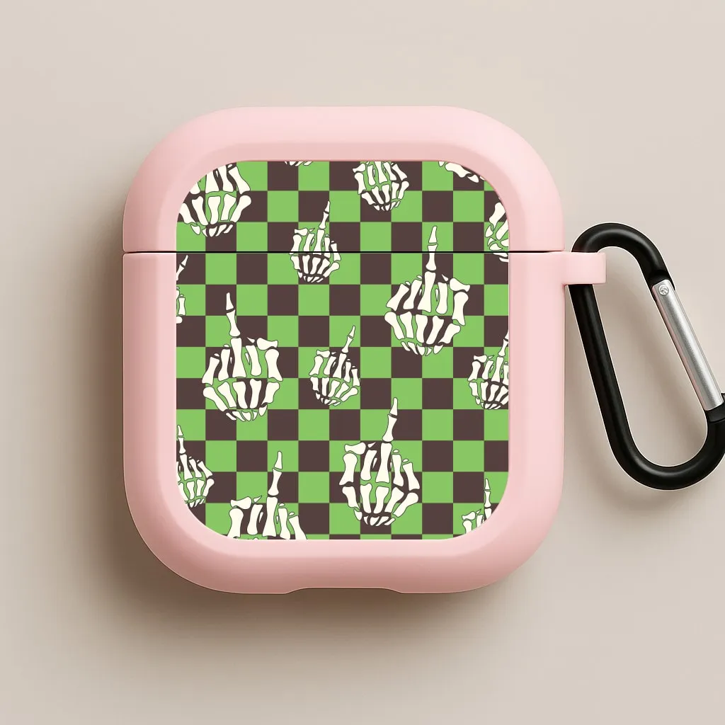 Green Middle Finger AirPods Case durable soft touch silicone shell