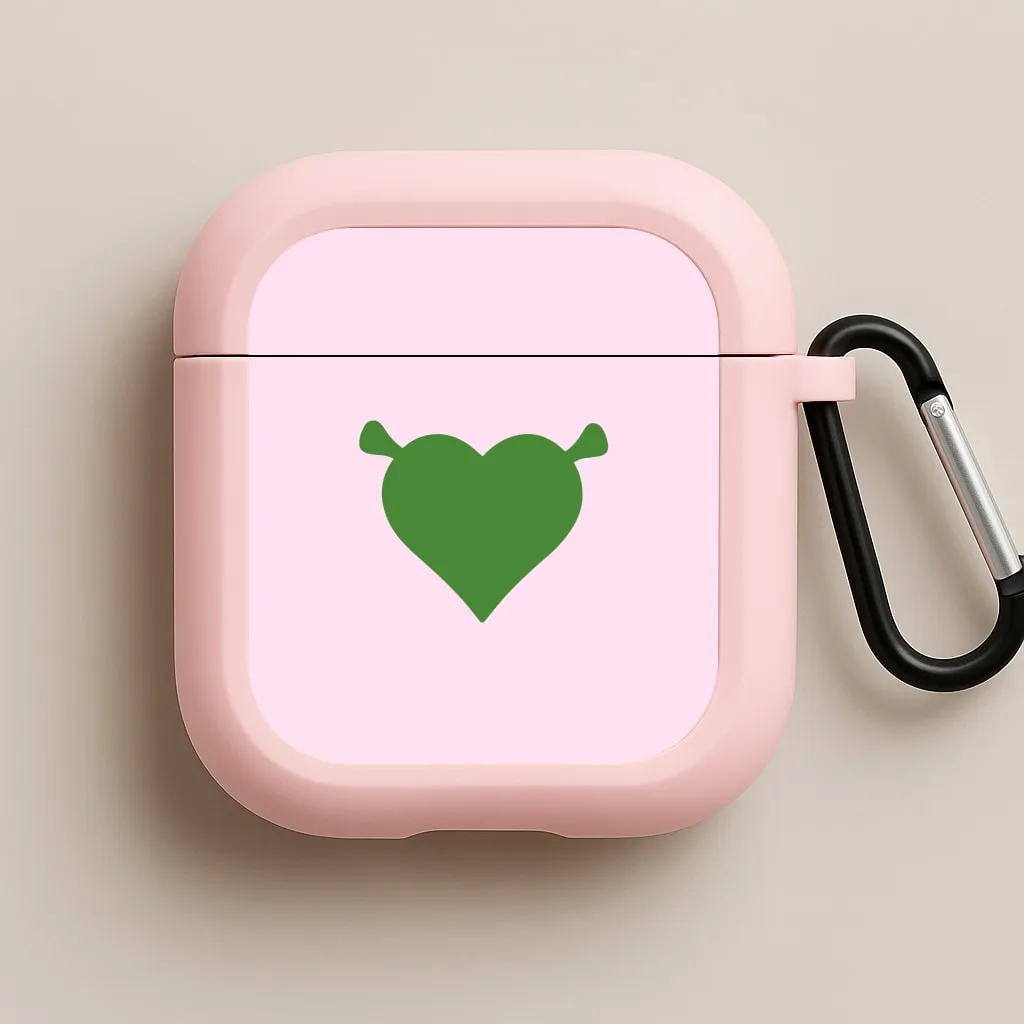 Modern Compact Holder Green Ogre Heart AirPods Case