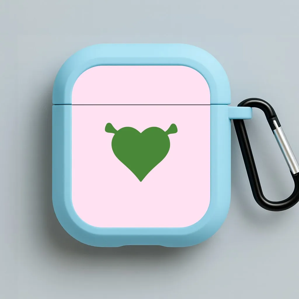 Green Ogre Heart AirPods Case Creative Silicone Texture Matte Finish Shell