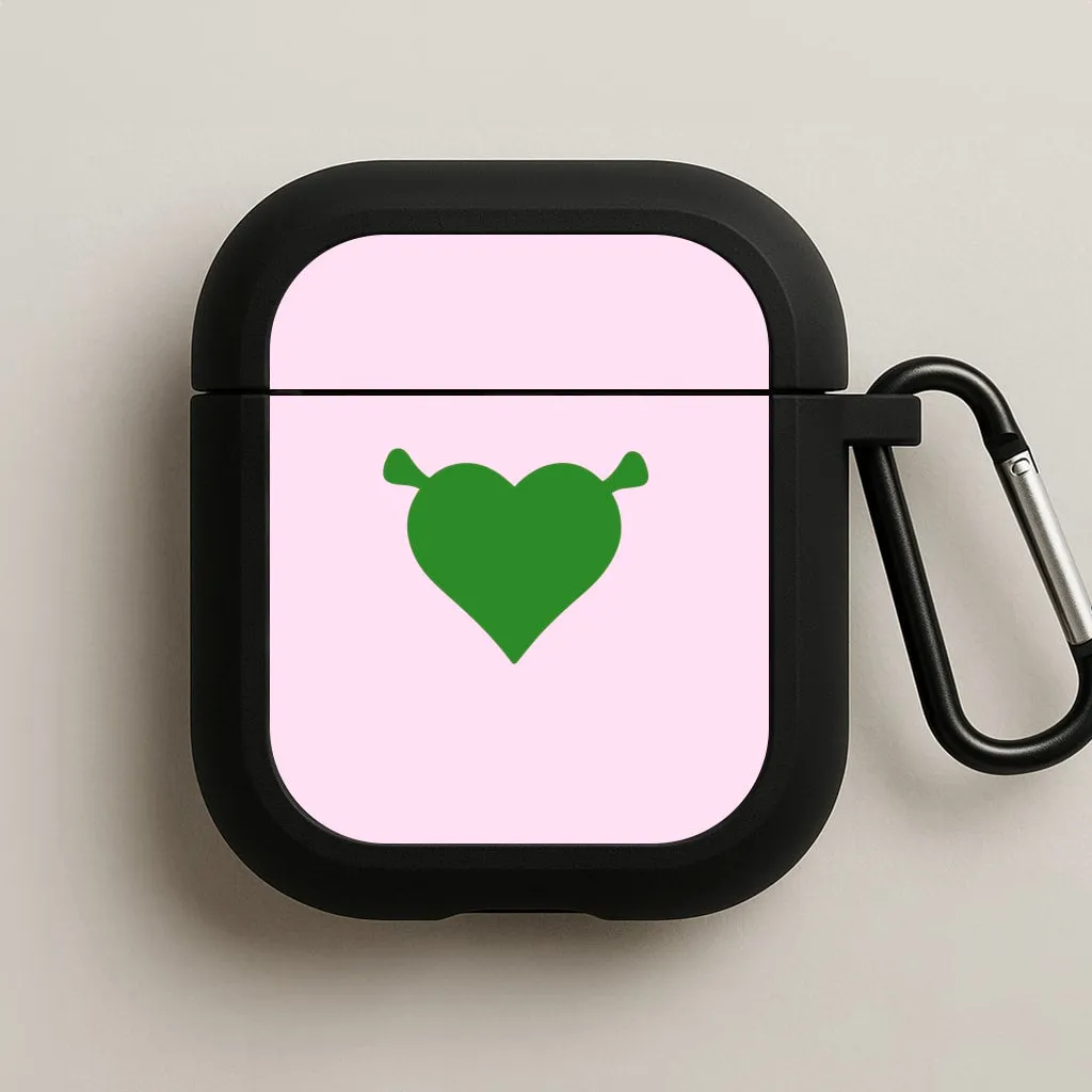 Fashion Pocket Pouch Creative Smooth Texture Green Ogre Heart AirPods Case