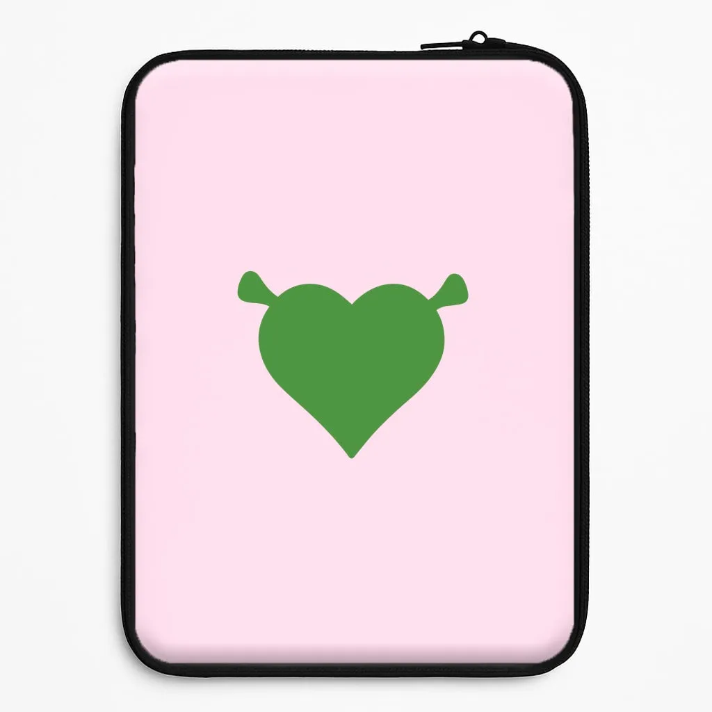 Comfort Shield Texture Lightweight Grip Green Ogre Heart Laptop Sleeve