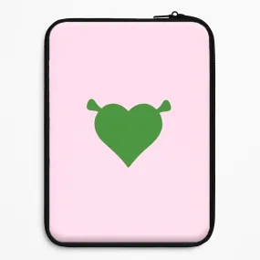 Comfort Shield Texture Lightweight Grip Green Ogre Heart Laptop Sleeve