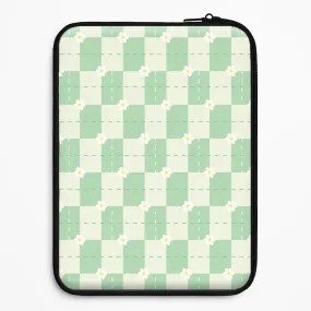 Green Plaid Daisies  Laptop Sleeve Modern Layer