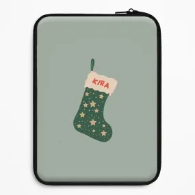 Green Stocking - Personalised Christmas Laptop Sleeve Compact Build