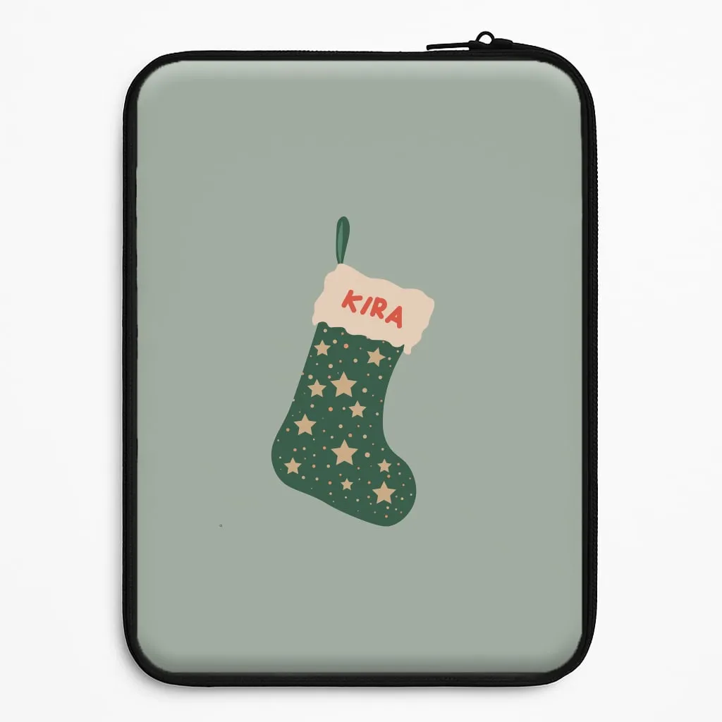Green Stocking - Personalised Christmas Laptop Sleeve Compact Build