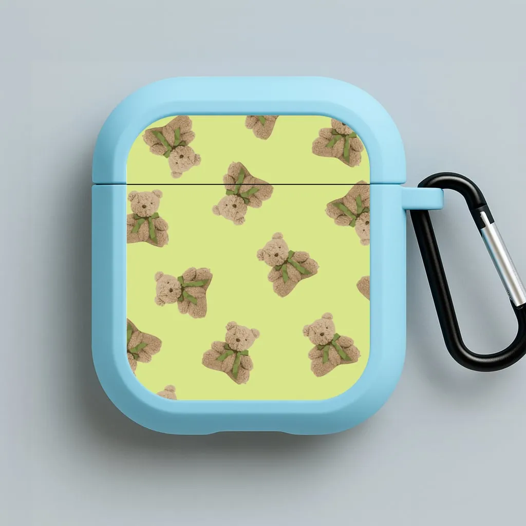 Premium Audio Holder Durable Travel Holder Green Teddy Bears AirPods Case