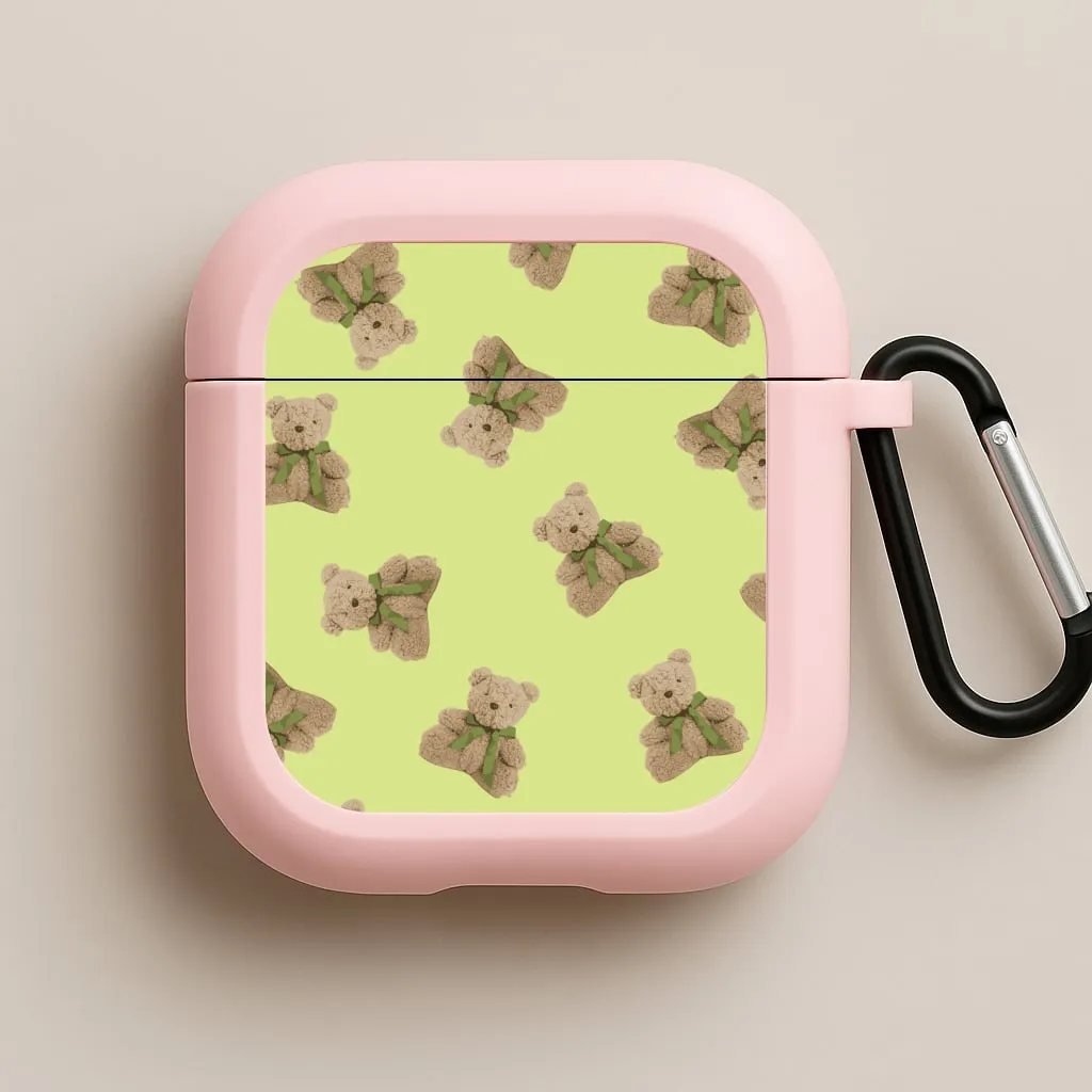 vivid pastel ergonomic portable airpods shell Fashion Daily Case Green Teddy Bears AirPods Case