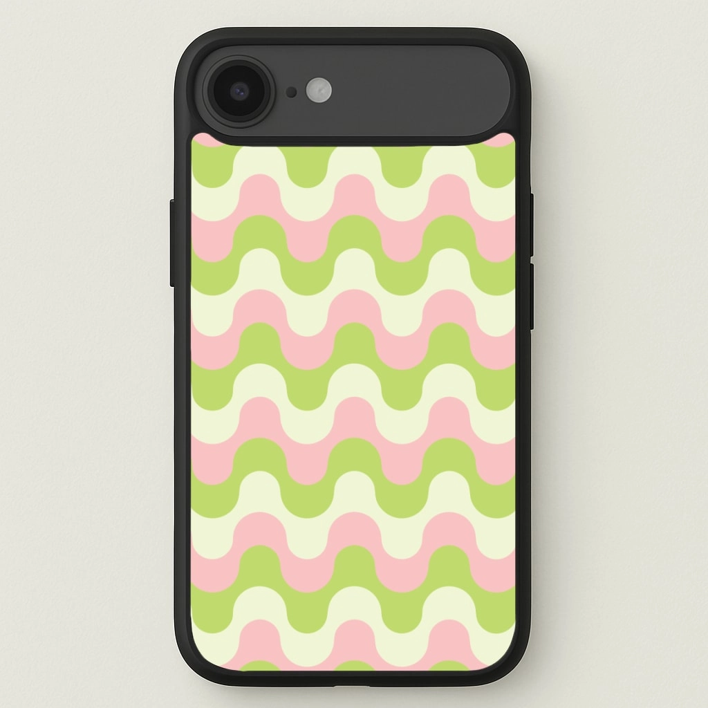 Green And Pink Retro Waves Pattern Phone Case Protective Design Texture Soft Protection Edge