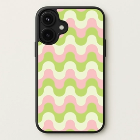 Light Structure Green And Pink Retro Waves Pattern Phone Case