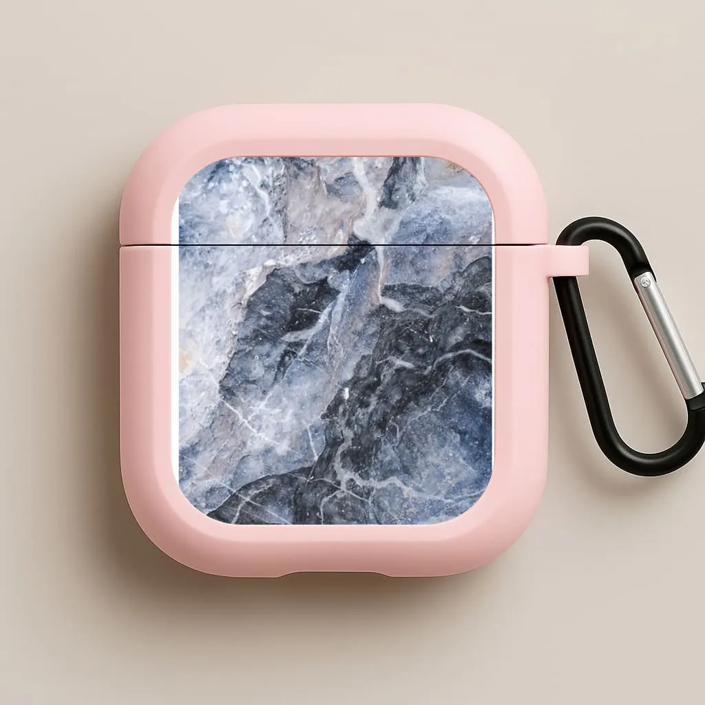 Soft Compact Organizer Grey and White Marble AirPods Case