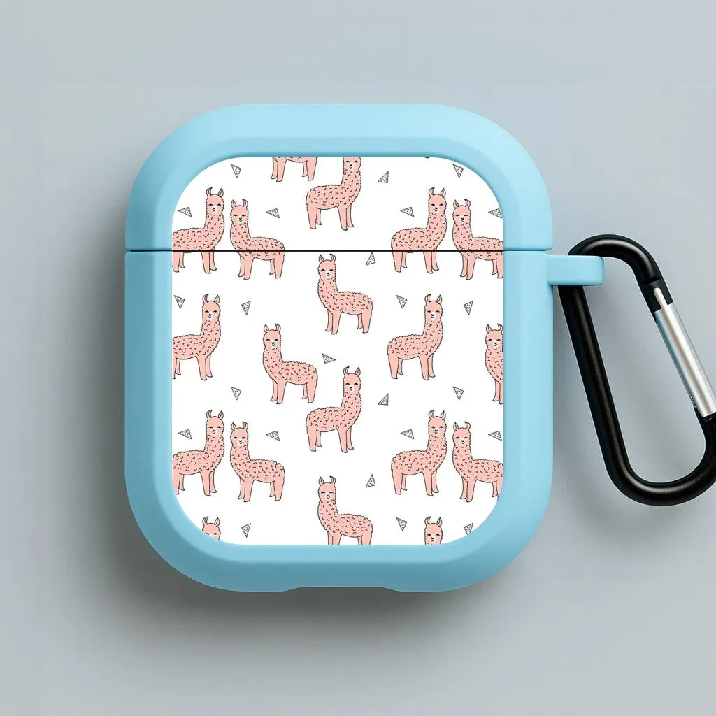 Pale Pink Alpaca Pattern AirPods Case Protective Audio Gear Durable Storage Bag